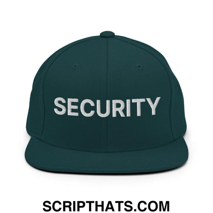 Security Uniform Work Embroidered Flat Bill Brim Snapback Hat Spruce