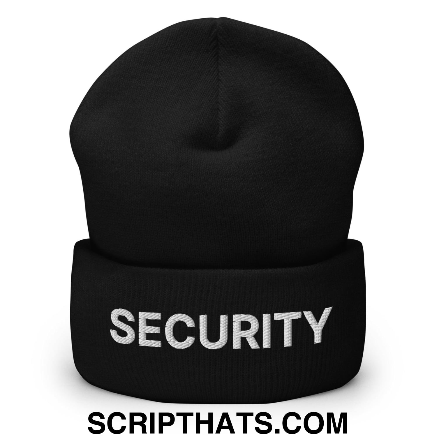 Security Uniform Work Embroidered Knit Cuffed Beanie Black