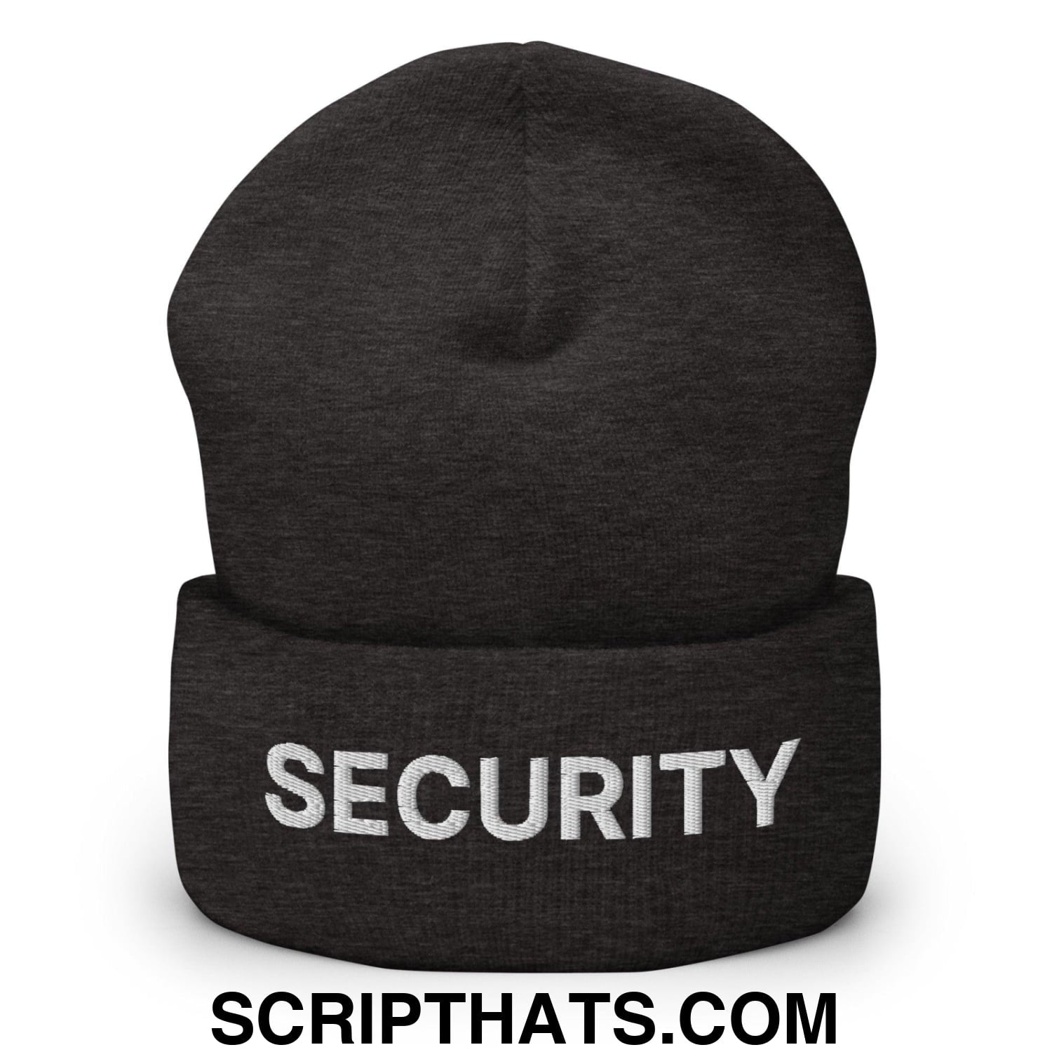 Security Uniform Work Embroidered Knit Cuffed Beanie Dark Grey