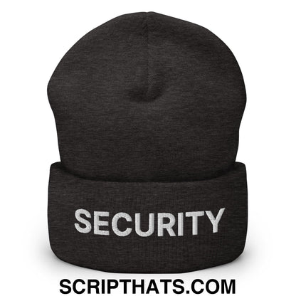 Security Uniform Work Embroidered Knit Cuffed Beanie Dark Grey
