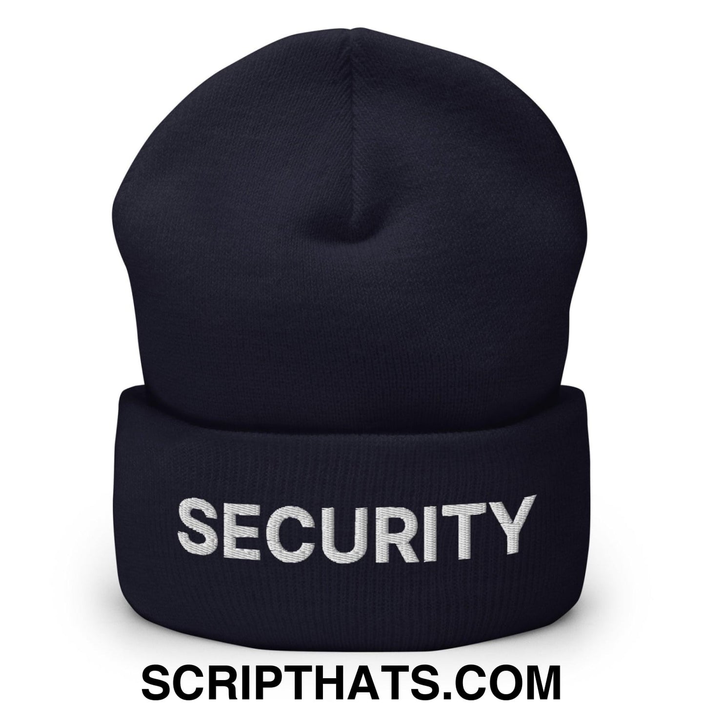 Security Uniform Work Embroidered Knit Cuffed Beanie Navy