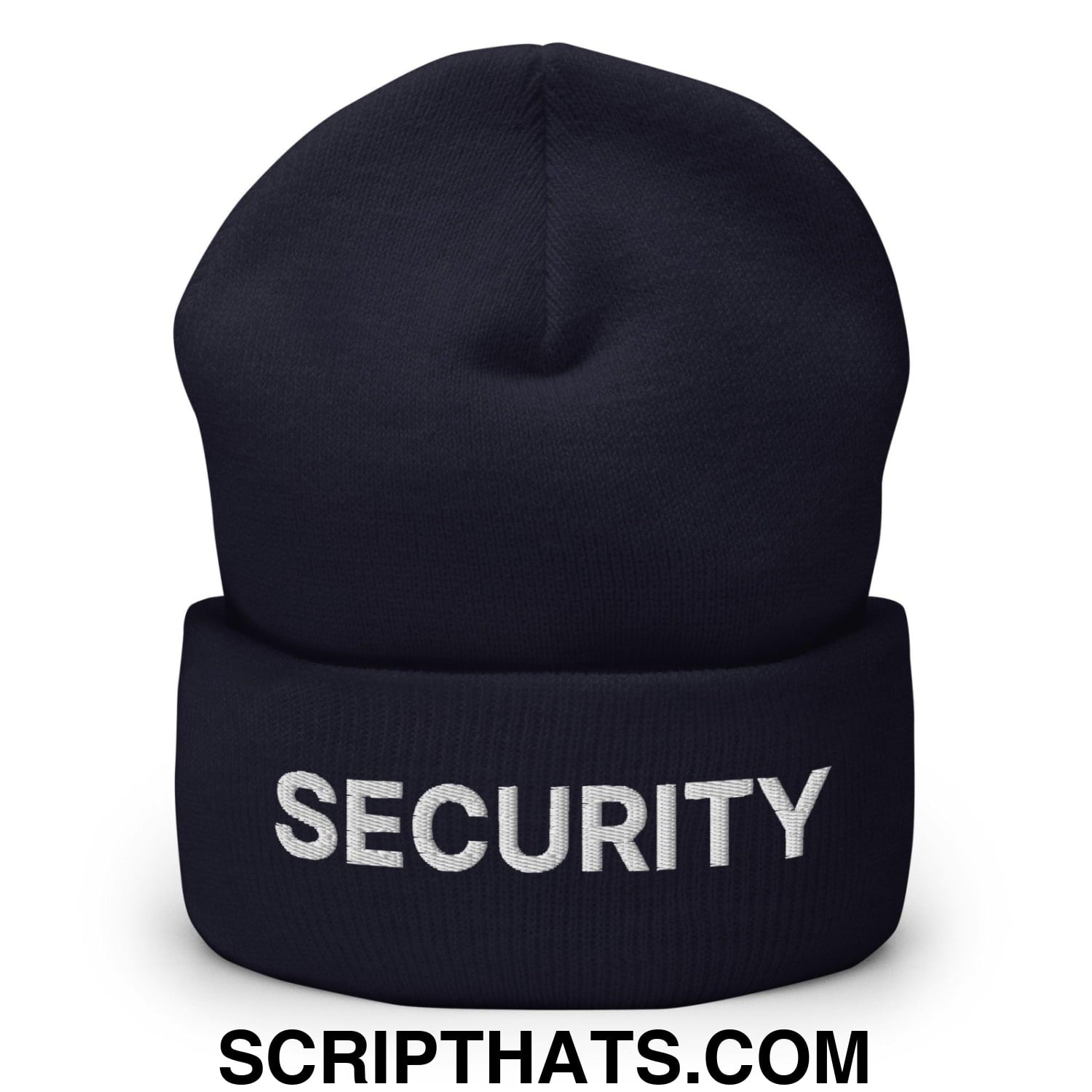 Security Uniform Work Embroidered Knit Cuffed Beanie Navy