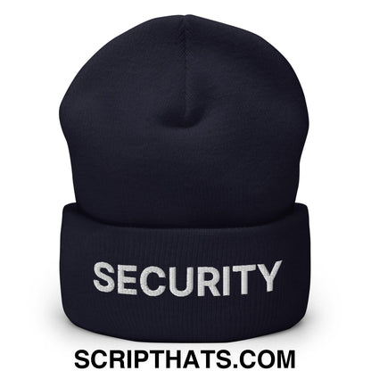 Security Uniform Work Embroidered Knit Cuffed Beanie Navy