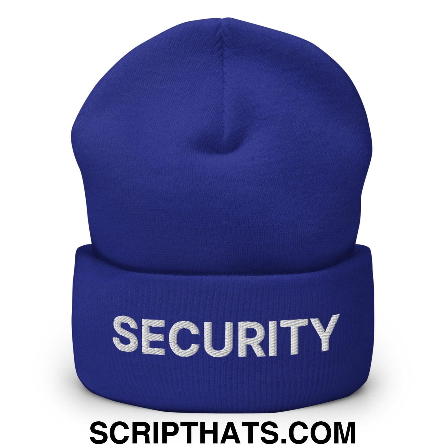 Security Uniform Work Embroidered Knit Cuffed Beanie Royal