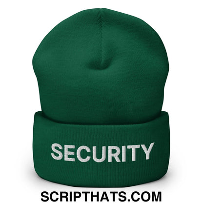 Security Uniform Work Embroidered Knit Cuffed Beanie Spruce
