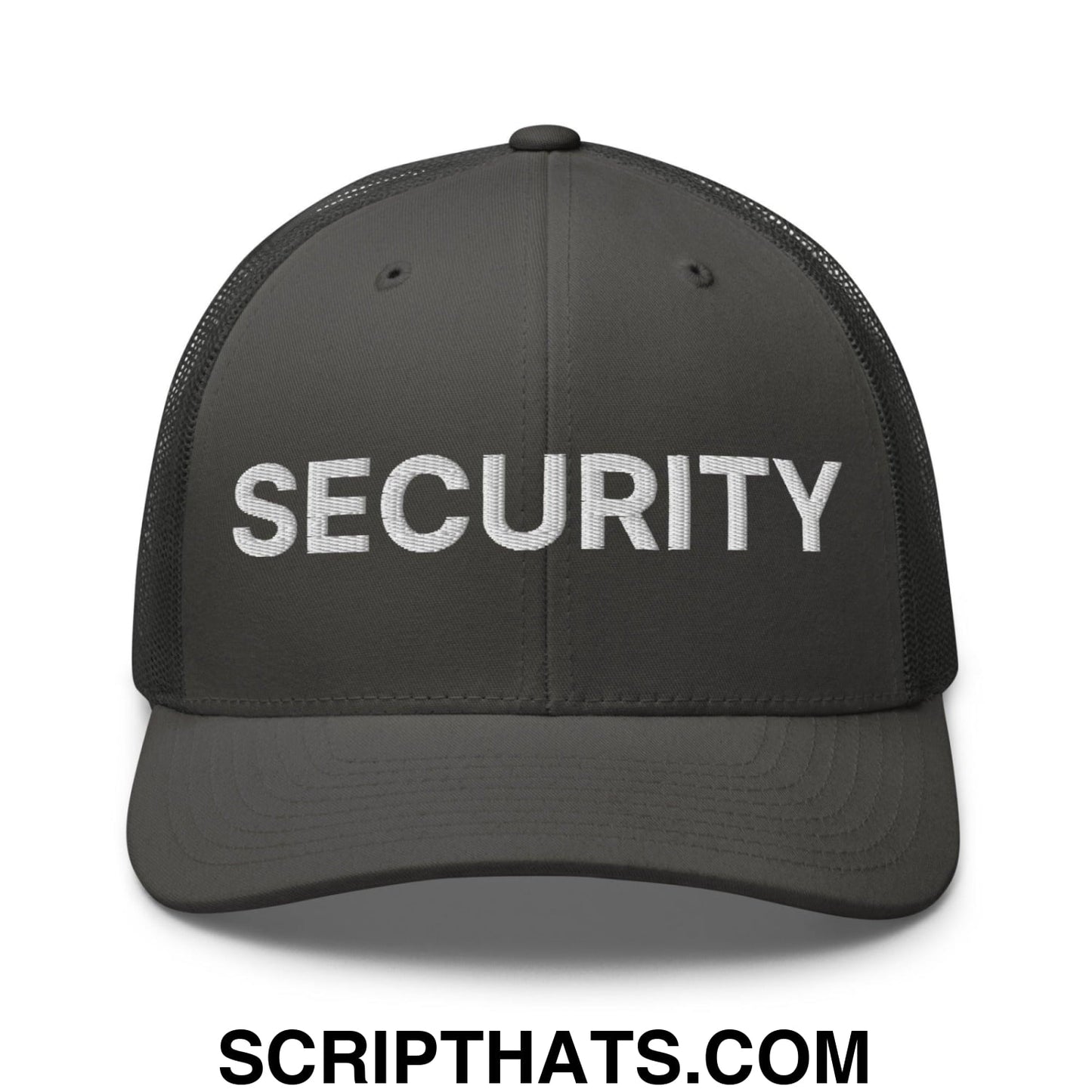 Security Uniform Work Embroidered Mesh Trucker Hat Charcoal