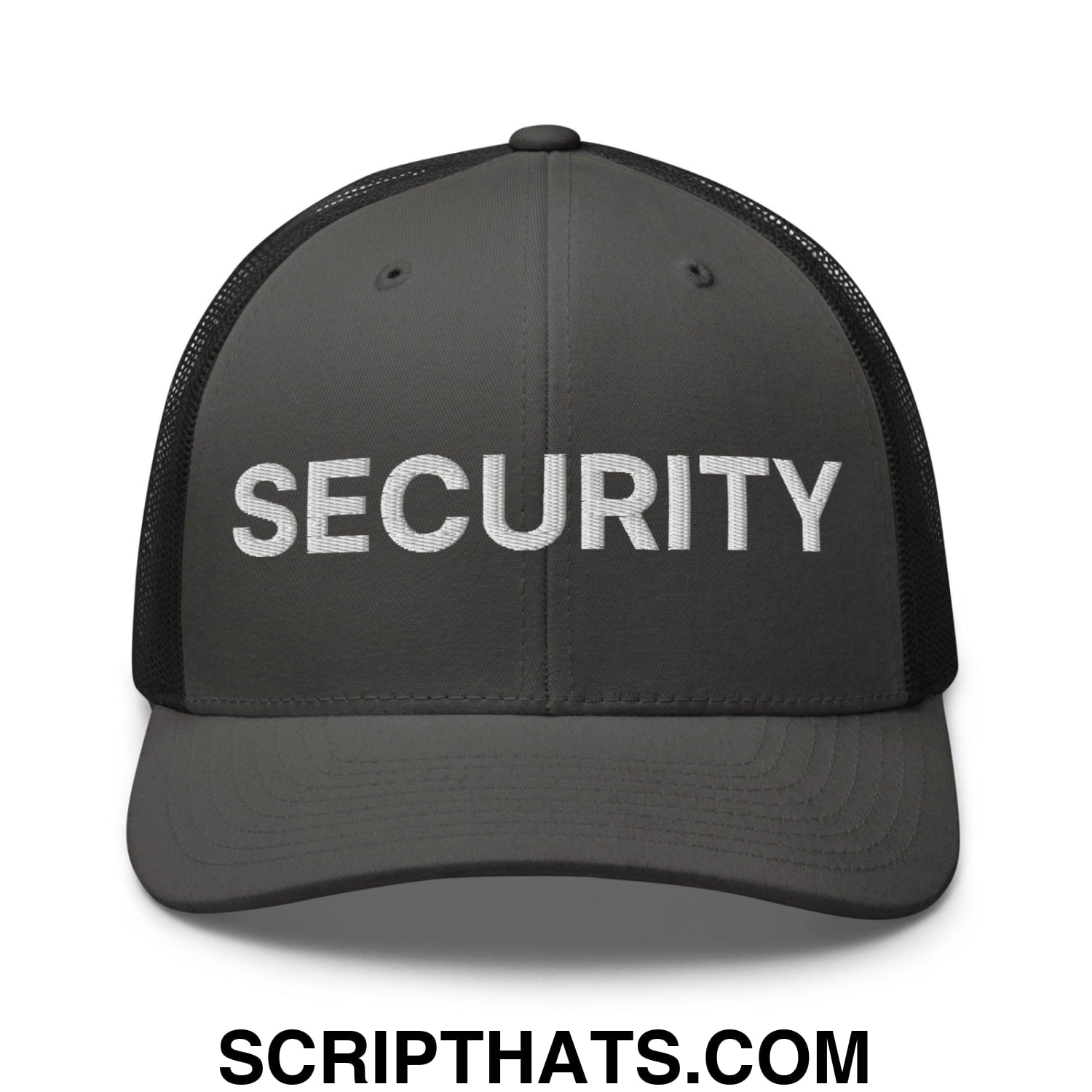 Security Uniform Work Embroidered Mesh Trucker Hat Charcoal Black