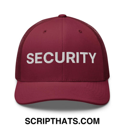 Security Uniform Work Embroidered Mesh Trucker Hat Cranberry