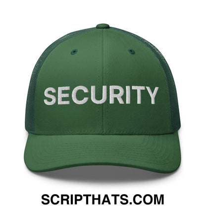 Security Uniform Work Embroidered Mesh Trucker Hat Evergreen