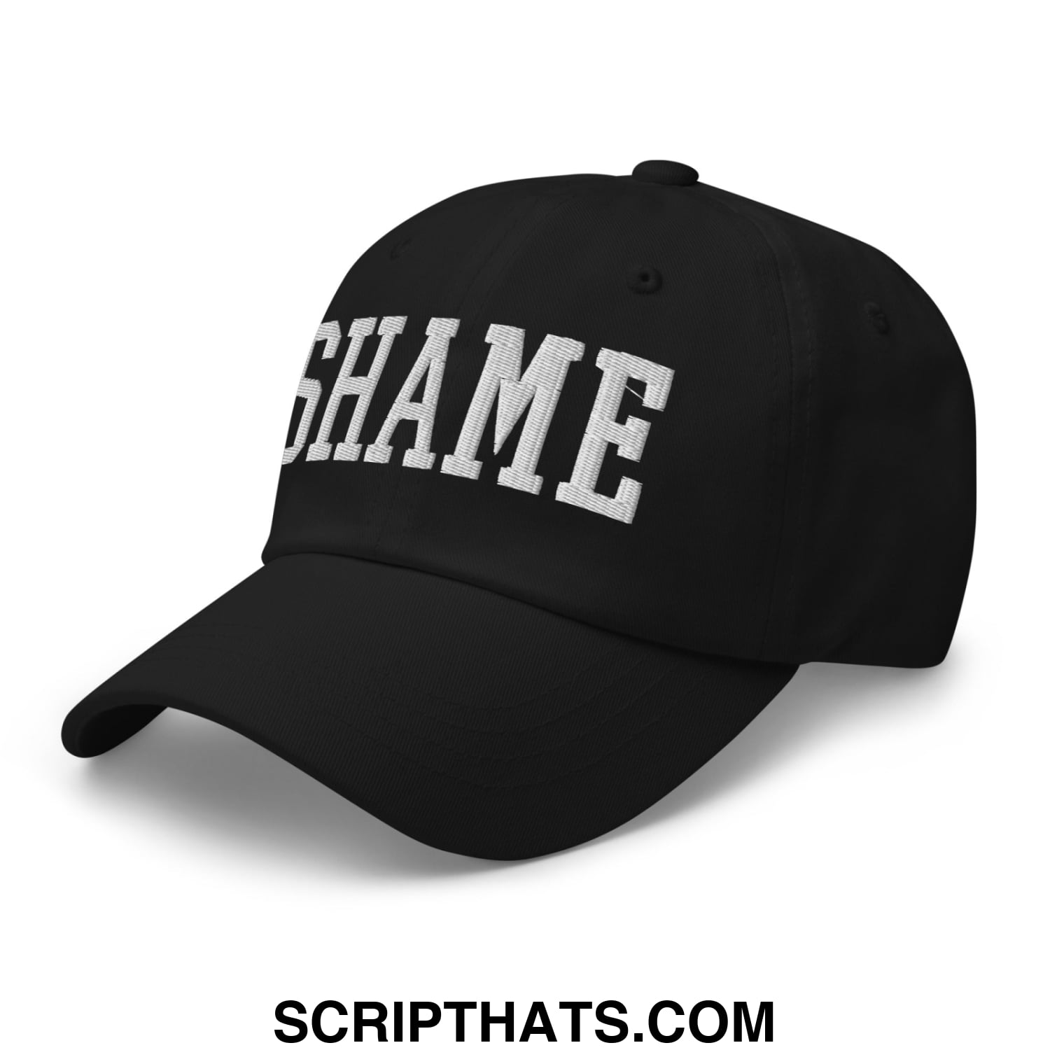 Shame Embroidered Unstructured Dad Hat Black