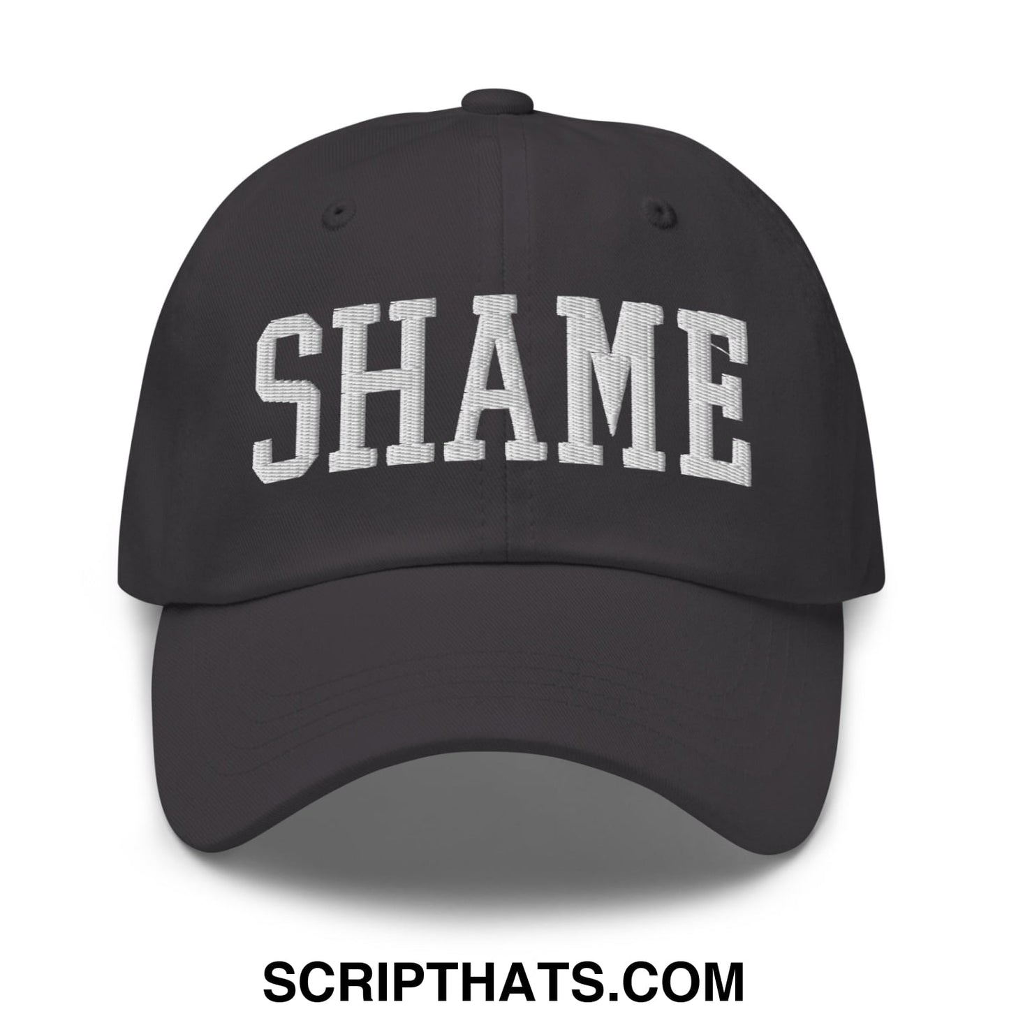 Shame Embroidered Unstructured Dad Hat Dark Grey