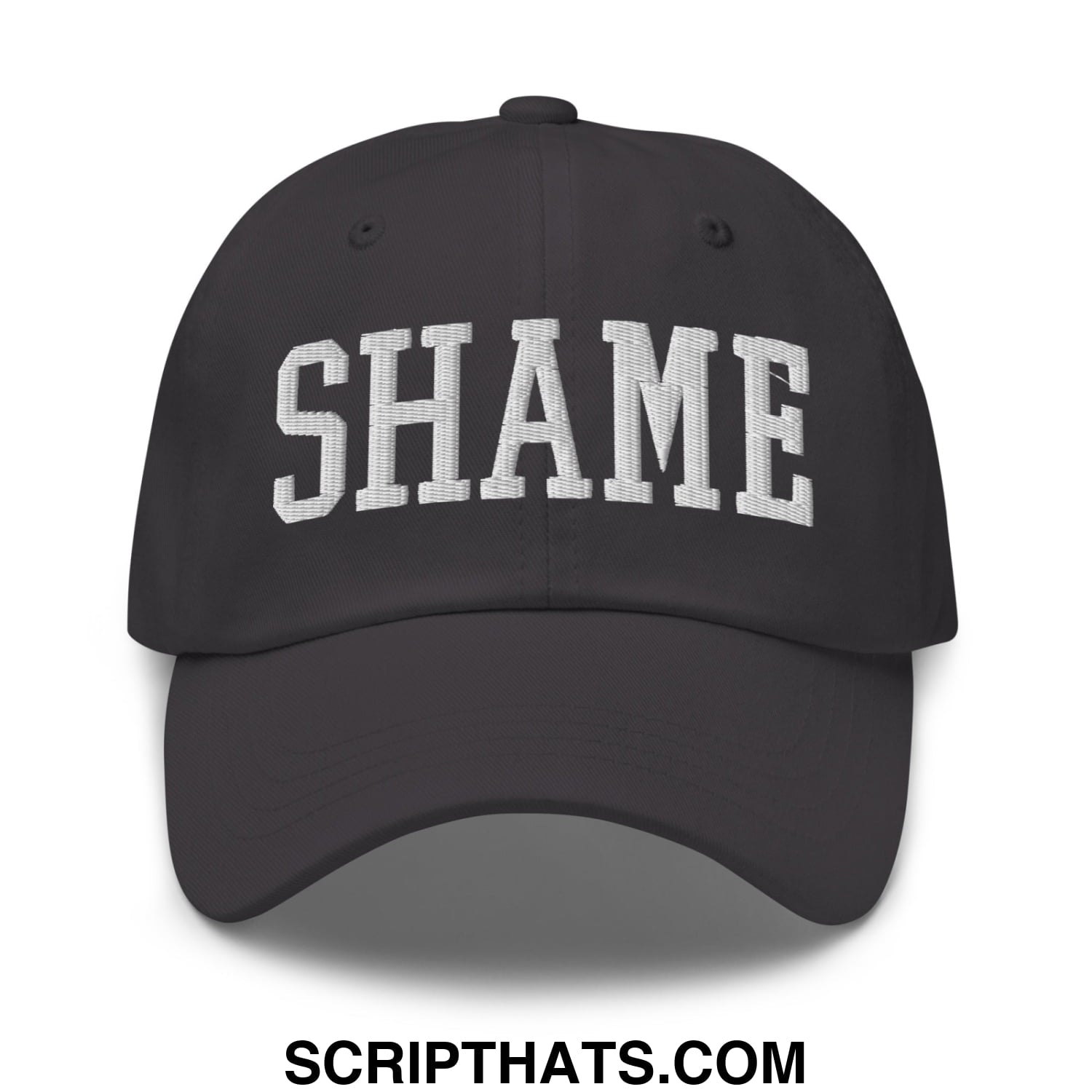 Shame Embroidered Unstructured Dad Hat Dark Grey