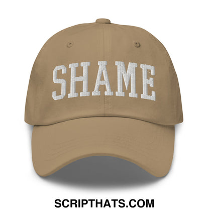 Shame Embroidered Unstructured Dad Hat Khaki