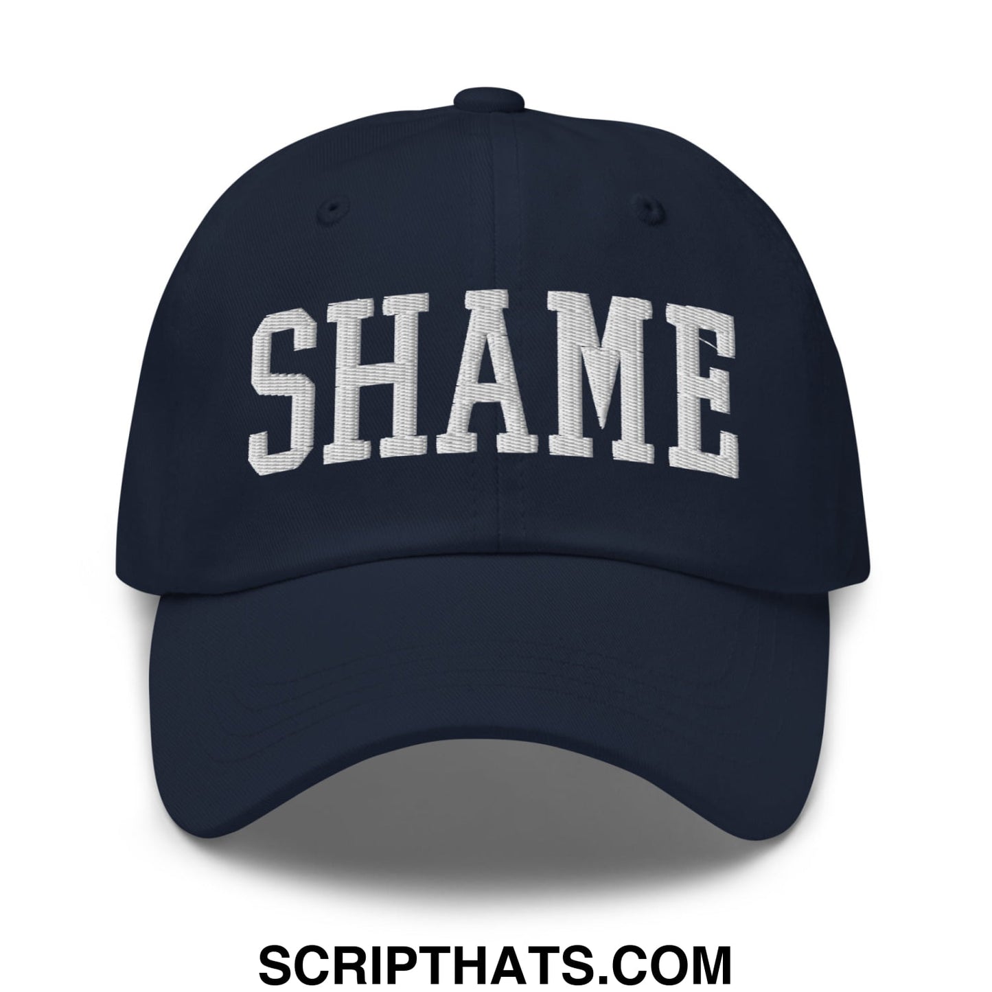 Shame Embroidered Unstructured Dad Hat Navy