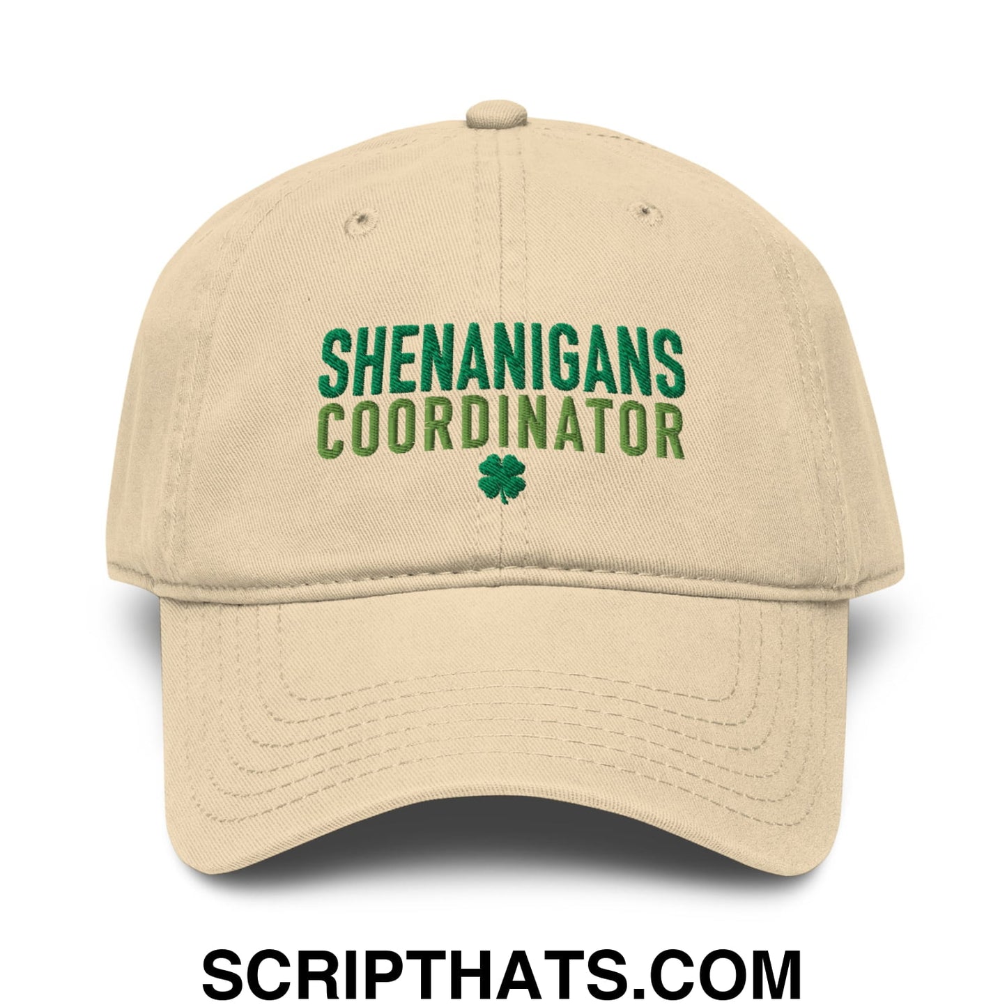 Shenanigans Coordinator St. Patrick's Day Embroidered Baseball Dad Hat Khaki