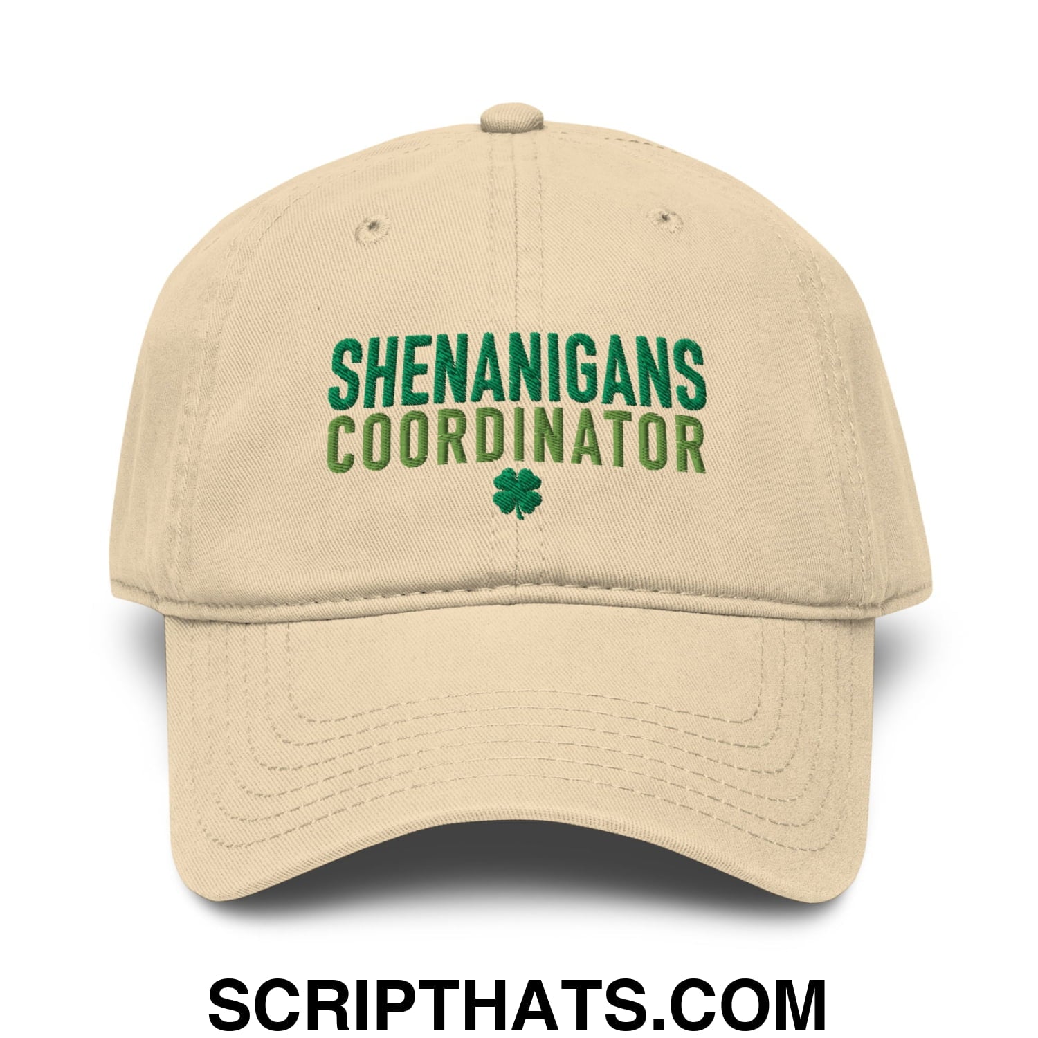 Shenanigans Coordinator St. Patrick's Day Embroidered Baseball Dad Hat Khaki