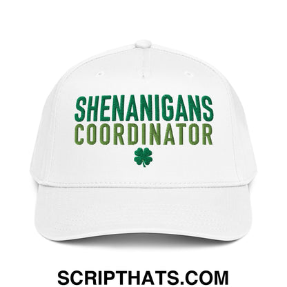 Shenanigans Coordinator St. Patrick's Day Embroidered Baseball Snapback Hat White