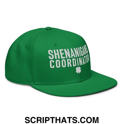 Shenanigans Coordinator St. Patrick's Day Embroidered Flat Brim Bill Snapback Hat Default Title