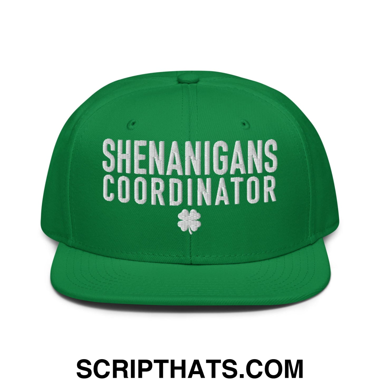 Shenanigans Coordinator St. Patrick's Day Embroidered Flat Brim Bill Snapback Hat Default Title
