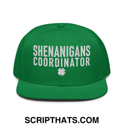 Shenanigans Coordinator St. Patrick's Day Embroidered Flat Brim Bill Snapback Hat Default Title