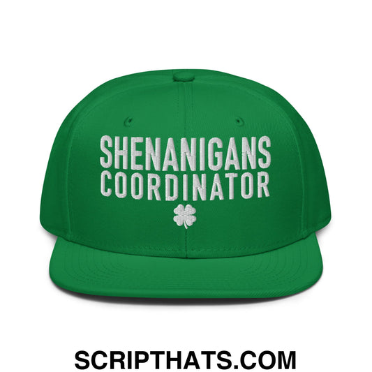 Shenanigans Coordinator St. Patrick's Day Embroidered Flat Brim Bill Snapback Hat Default Title