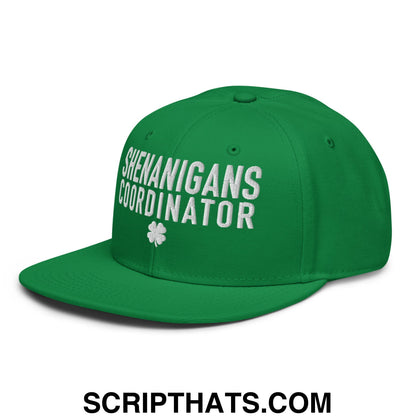 Shenanigans Coordinator St. Patrick's Day Embroidered Flat Brim Bill Snapback Hat Default Title