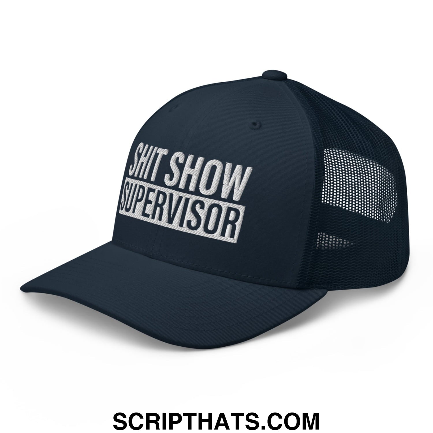 Shit Show Supervisor Embroidered Mesh Trucker Hat Navy