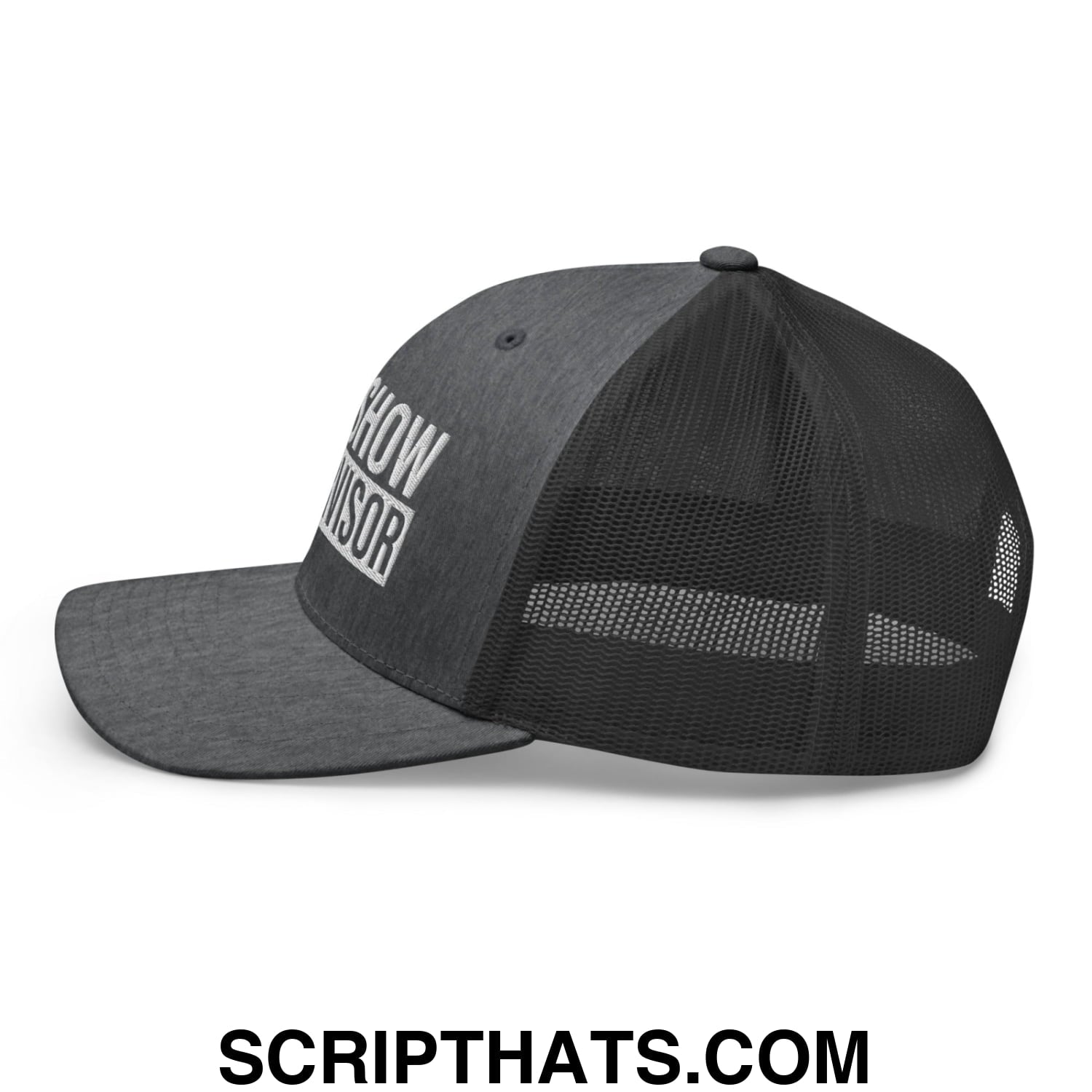 Shit Show Supervisor Embroidered Mesh Trucker Hat Dark Heather Gray