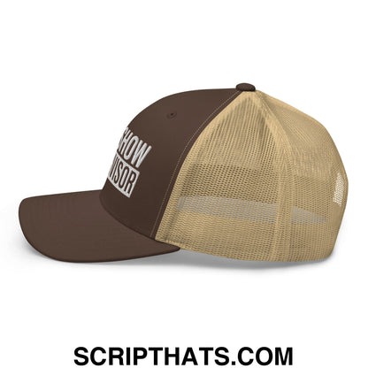 Shit Show Supervisor Embroidered Mesh Trucker Hat Brown Khaki