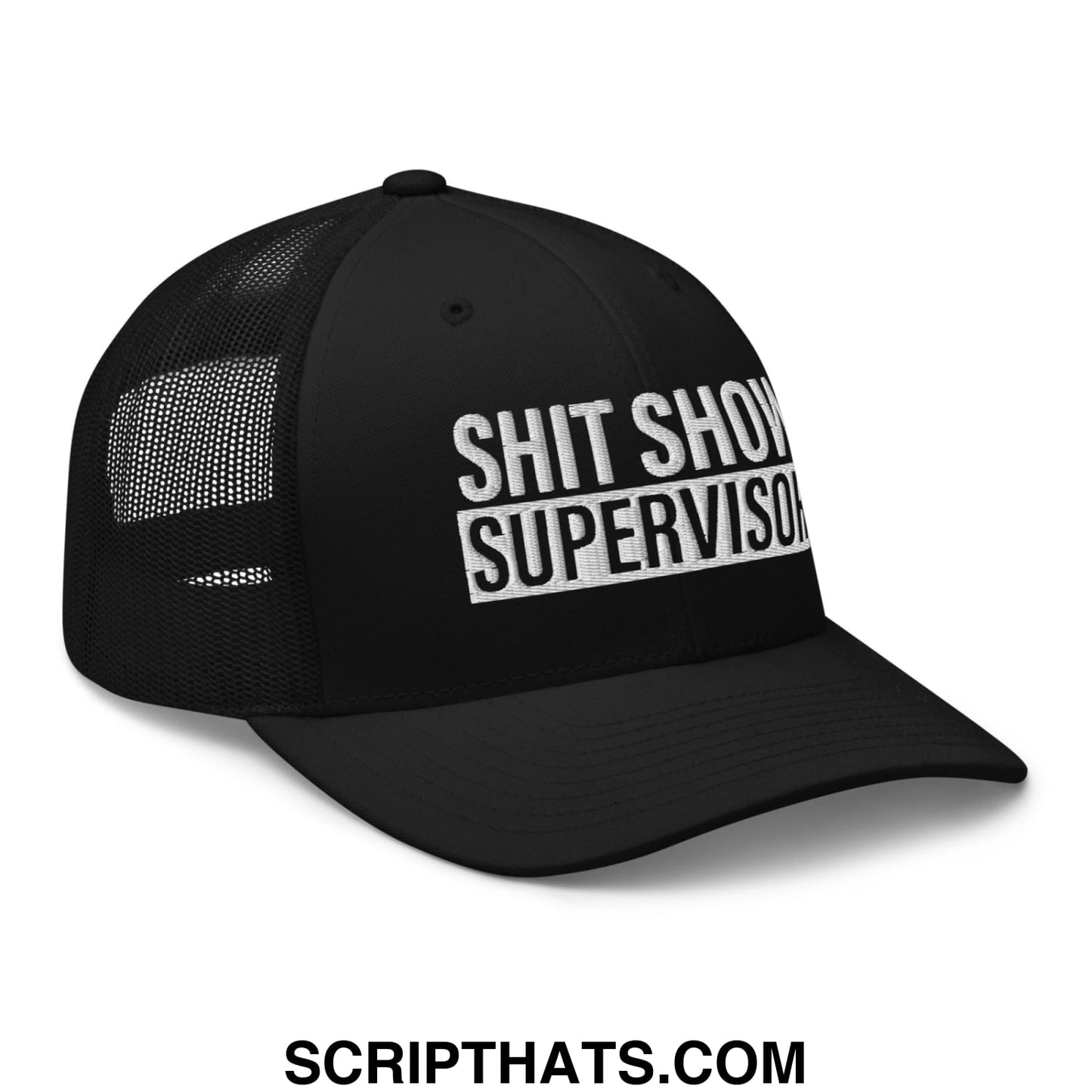 Shit Show Supervisor Embroidered Mesh Trucker Hat Black