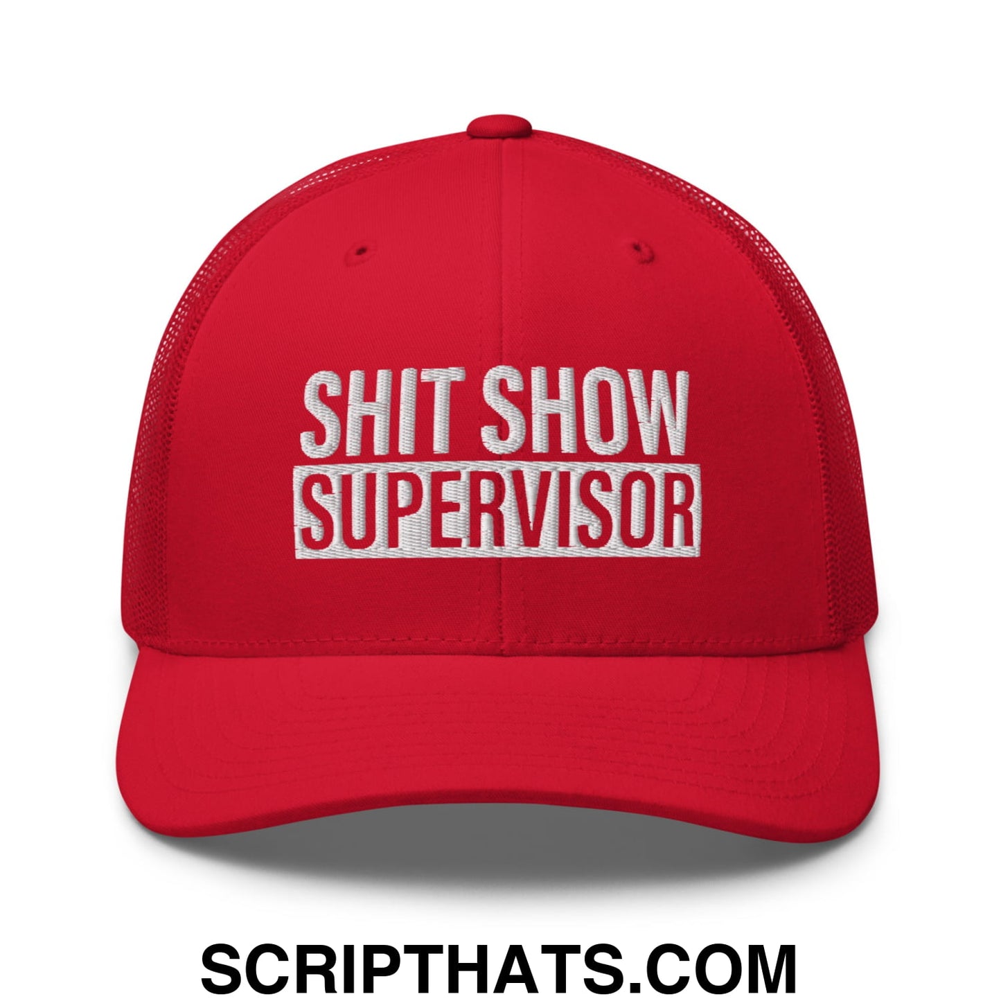 Shit Show Supervisor Embroidered Mesh Trucker Hat Red