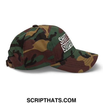 Shit show supervisor embroidered unstructured dad hat with camouflage pattern and white embroidered superior patch