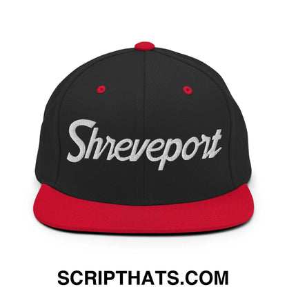 Shreveport Script Snapback Hat Black Red