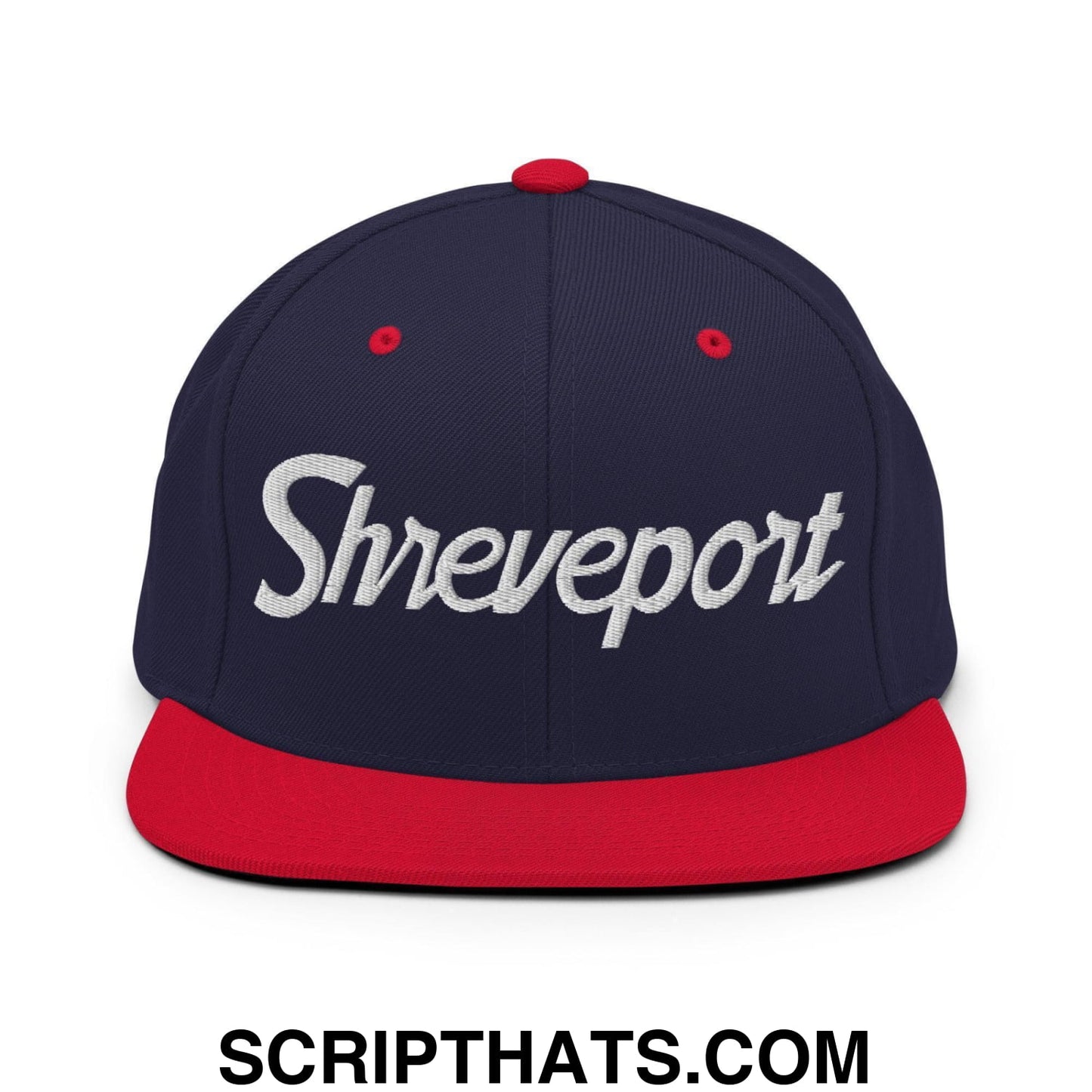 Shreveport Script Snapback Hat Navy Red