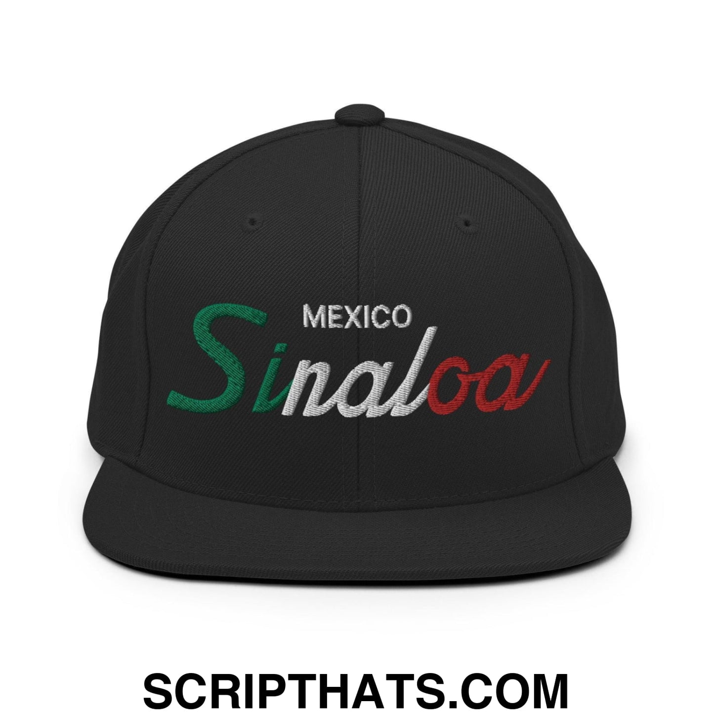 Sinaloa Mexico Vintage Sports Script Snapback Hat Black