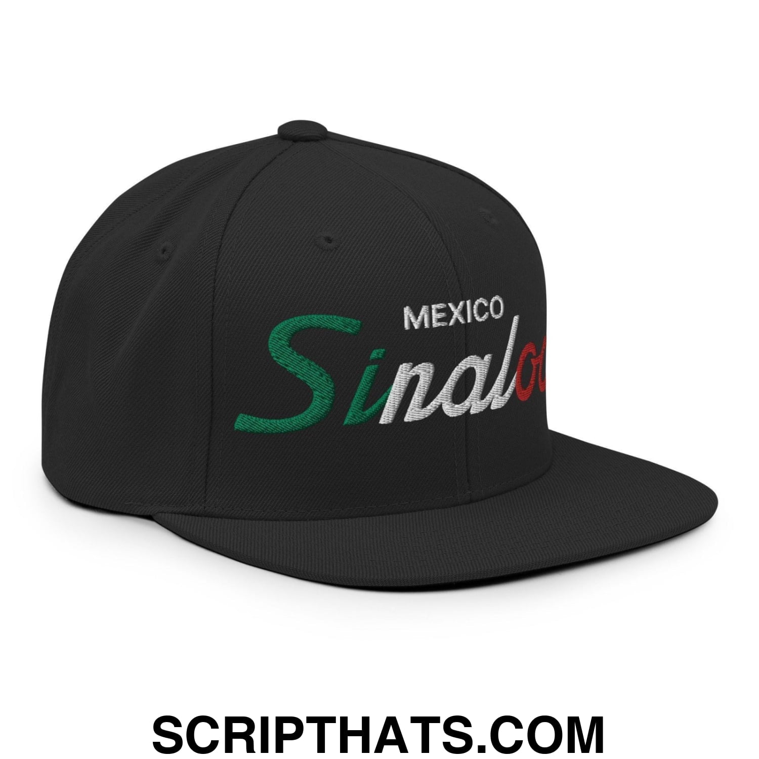 Sinaloa Mexico Vintage Sports Script Snapback Hat Black