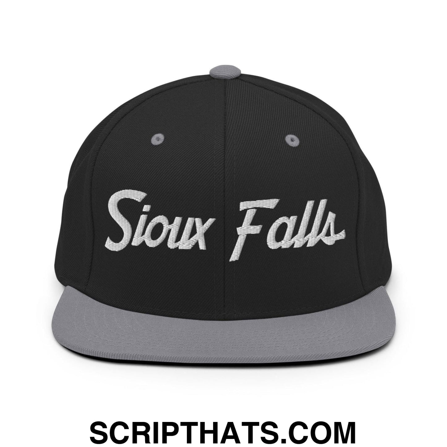 Sioux Falls Script Snapback Hat Black Silver