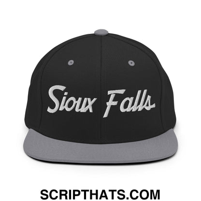 Sioux Falls Script Snapback Hat Black Silver
