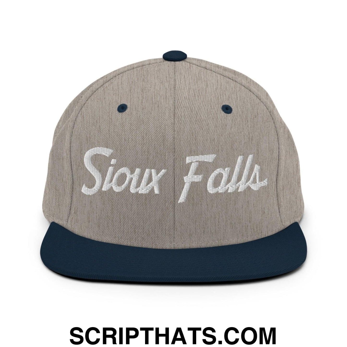 Sioux Falls Script Snapback Hat Heather Grey Navy