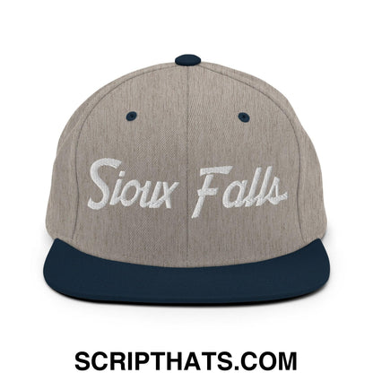 Sioux Falls Script Snapback Hat Heather Grey Navy