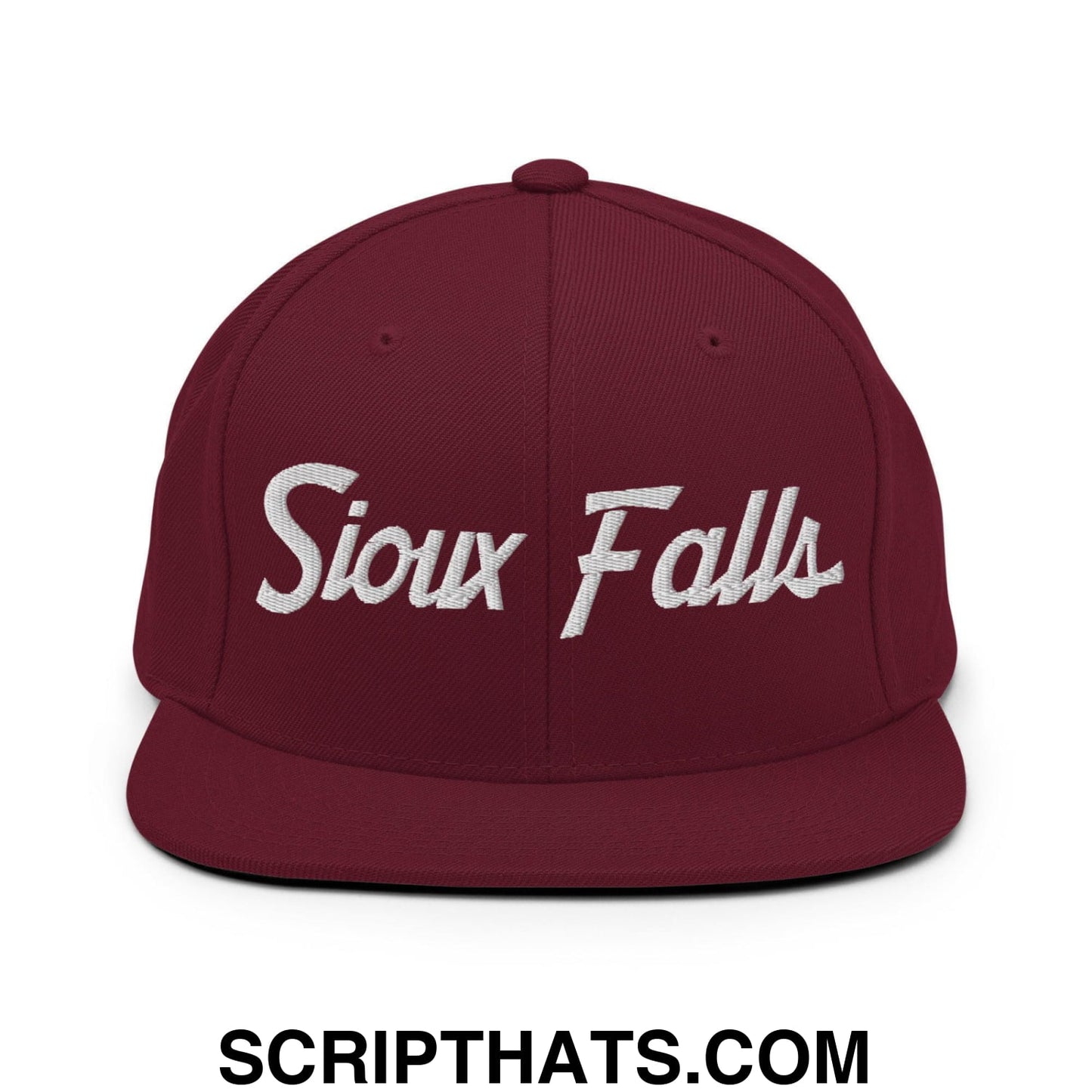 Sioux Falls Script Snapback Hat Maroon