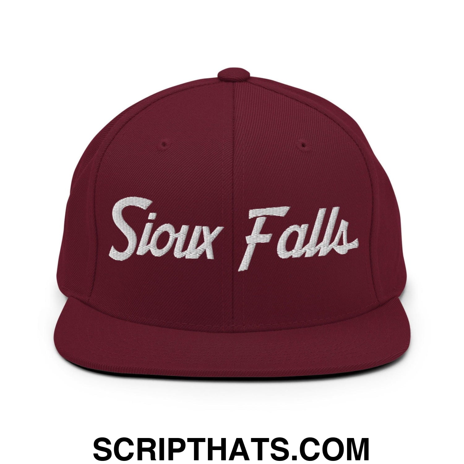 Sioux Falls Script Snapback Hat Maroon