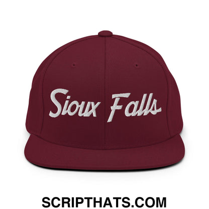 Sioux Falls Script Snapback Hat Maroon