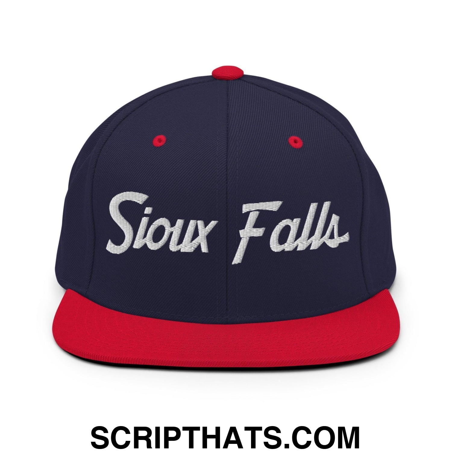 Sioux Falls Script Snapback Hat Navy Red