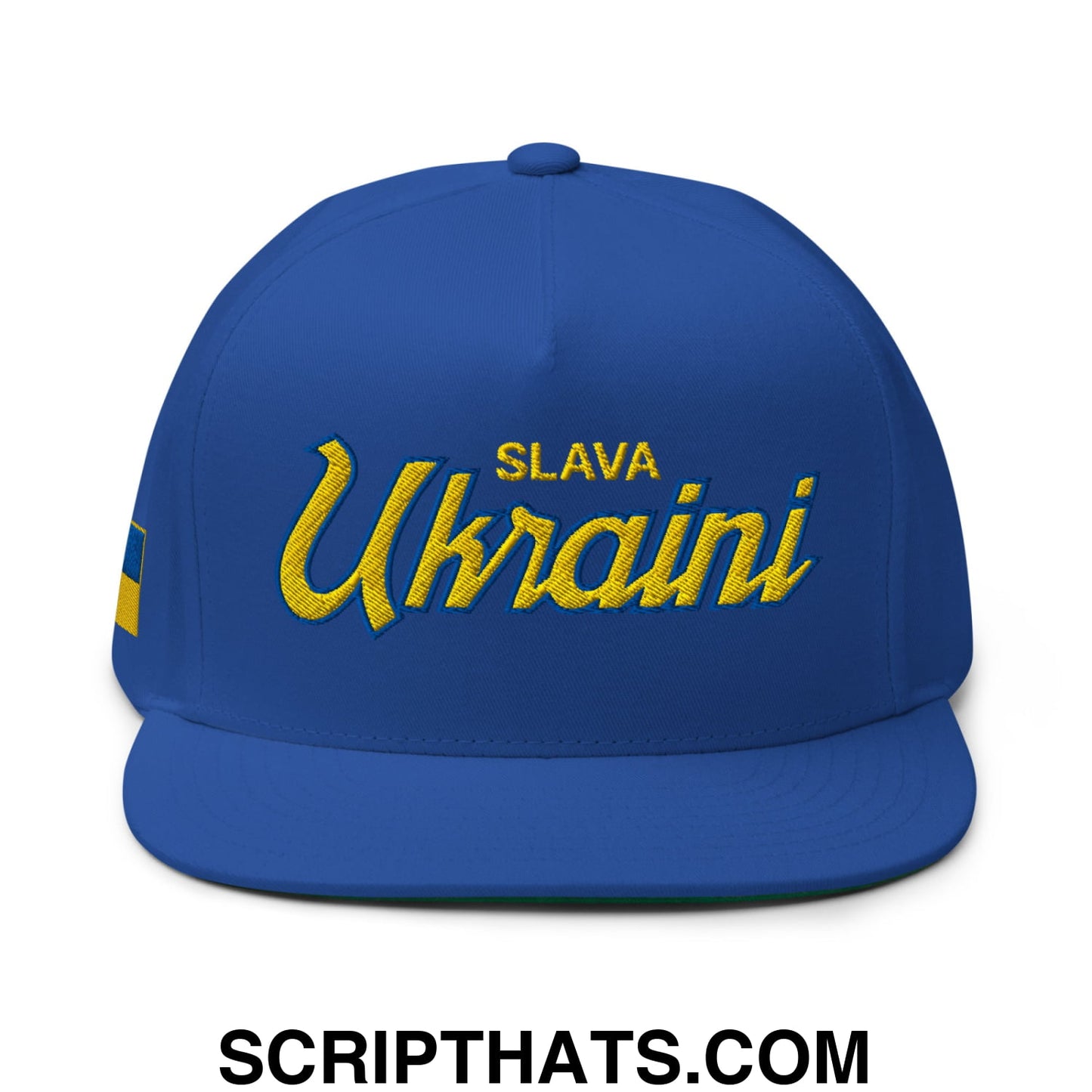 Slava Ukraini Glory to Ukraine Embroidered Flat Bill Brim 5 Panel Snapback Hat Default Title