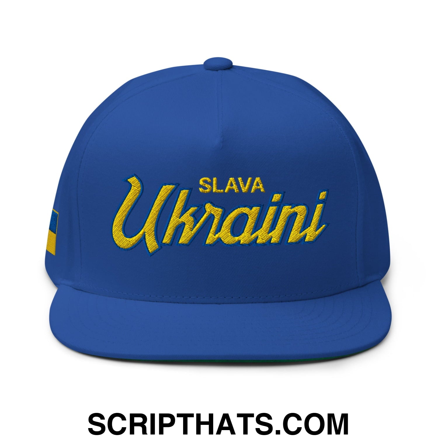 Slava Ukraini Glory to Ukraine Embroidered Flat Bill Brim 5 Panel Snapback Hat Default Title
