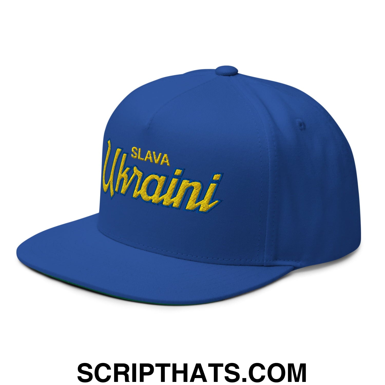 Slava Ukraini Glory to Ukraine Embroidered Flat Bill Brim 5 Panel Snapback Hat Default Title