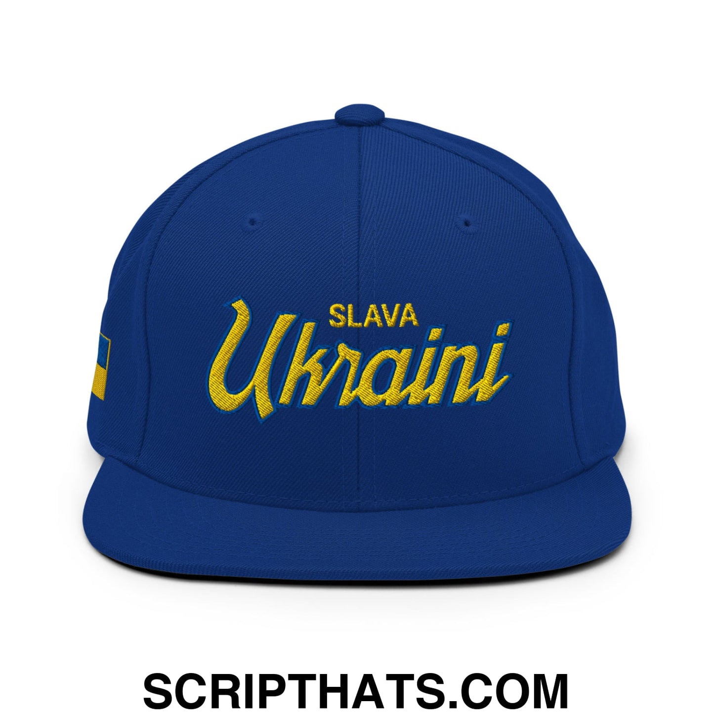 Slava Ukraini Glory to Ukraine Embroidered Flat Bill Brim Snapback Hat Default Title