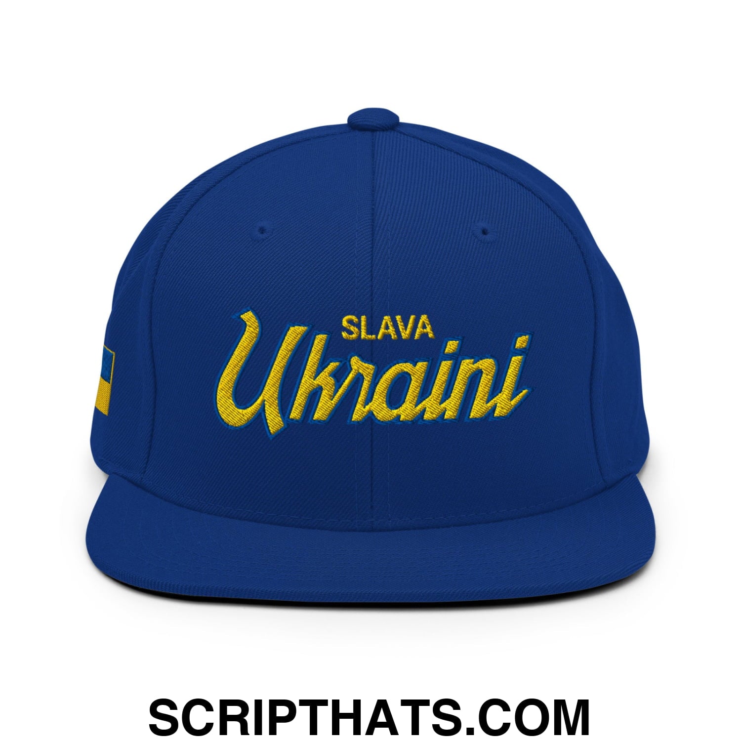 Slava Ukraini Glory to Ukraine Embroidered Flat Bill Brim Snapback Hat Default Title