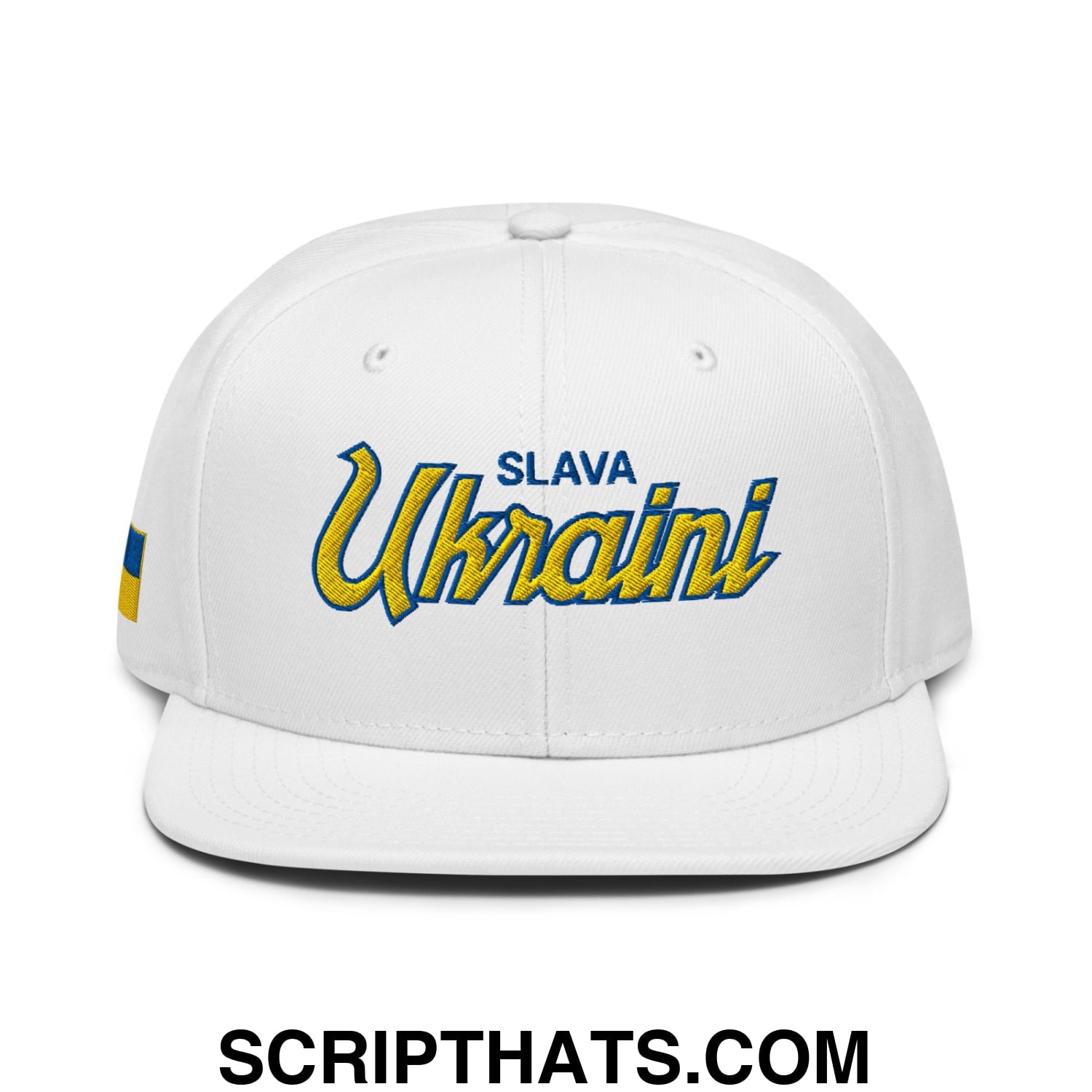 Slava Ukraini Glory to Ukraine Embroidered Flat Brim Bill Snapback Hat Default Title